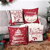 LuxFocus Federa per cuscino natalizia, in finto lino, colore rosso, decorativa, per divano, soggiorno, letto, divano, auto, quadrata, 45,7 x 45,7 cm, con papillon