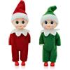 Mienocol 2 Statuette Con Elfo di Natale, Mini Elfi per Ragazzi e Ragazze, Rosso e Verde, Mini Bambola per Capodanno, Regalo di Natale