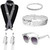 XNIVUIS 5 accessori da discoteca anni '70, collana con paillettes nere, occhiali da sole, accessori per orecchie, braccialetto, discoteca anni '70, feste a tema retrò anni '70 80