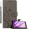 Cadorabo Custodia Libro compatibile con Samsung Galaxy J6 2018 in GRIGIO FIORE - in Design di Fiore con Chiusura Magnetica, Funzione Stand e 3 Vani di Carte - Cover Case Wallet Book Etui Protezione