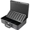 HMF 22037-02 Cassetta portavalori, Cassetta porta soldi con scheda contamonete 2 maniglie, 36 x 25 x 11 cm, nero
