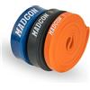 MADGON SUPER ACTIVE SPORTS MARTIAL MADGON Bande Elastiche di Resistenza (Come Fascia Singola in 5 Punti di Forza o in Set) - Resistance Band Antistrappo con Borsa e Guida PDF - Elastici Fitness