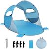 COSTWAY Tenda da Spiaggia Portatile Pop-Up, Protezione Solare UPF 50+, per 3-4 Persone, Tenda Parasole Spiaggia con Borsa Portatile, per Spiaggia, Campeggio, 220 x 159 x 115 cm (Blu)