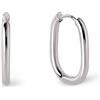 SINGULARU - Orecchini Cerchio Bossa. Acciaio con Forma Ovale. Orecchini Minimalisti con Chiusura Congo/Click. Gioielli per Donna