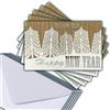 AFIE M5-500 - Set di 5 carte identiche migliori auguri argentate, 13,5 x 8,5 cm + 5 buste bianche 14 x 9 cm, motivo: albero di Natale sotto la neve, creato in Francia