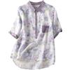 HAOLEI Camicie Estiva Donna Lino Maglietta Donna Curvy Maglietta Donna a Manica Centrale con Girocollo Tops Elegante Estiva Letterari Vintage Stampato Semplicità Blusa Abbigliamento Donna Offerta 2024