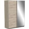 Demeyere Porta Scorrevole con Specchio e Armadio Moderno, Colore Rovere Kronberg e Finiture in Metallo, 148 x 59.9 x 203 cm, Legno Ingegnerizzato
