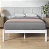 Zinus Ellie - Letto in bambù, 140 x 190 cm, moderno e leggero, con rete a doghe in legno, 35,5 cm di spazio sotto il letto, design ecologico - bianco