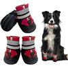 NeuWee Stivali per cani, Set di 4 scarpe per cani impermeabili con cinturini riflettenti, Suola antiscivolo Protezioni per zampe da esterno Scarpe per cani di taglia piccola, media e Grande (L, Rosso)