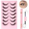Oreola Ciglia Cat Eye Fascia Trasparente con Colla, Ciglia Soffici e Sottili Naturali D'Curl 7 Paia