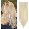 Gairyan Extension Clip Capelli Lisci Biondi 8pcs Extension Capelli Finti Clip Posticci per Capelli Naturali Sintetici Clip in Hair Extension Morbido Parrucchino Lungo Dritto Full Head 65cm per Donna