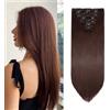 Gairyan Extension Clip Capelli Lisci Auburn Scuro 8pcs Set Extension Capelli Finti Clip Posticci per Capelli Naturali Sintetici Clip in Hair Extension Morbido Parrucchino Lungo Dritto Full Head 65cm