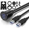 baolongking baolonking, pannello di montaggio a filo con cavo USB da 2metro, dual USB 3.0, supporto per cruscotto, montaggio a incasso, per auto, barca, moto