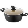 FLORINA AMVEGAN Pentola in alluminio 24 cm I 3,6L I Alta durata I Coperchio in vetro I Rivestimento in ceramica all'olio d'oliva I Facile da cucinare e da lavare I Design originale