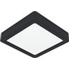 Eglo Fueva 6 Plafoniera a LED, quadrata, lampada da soffitto in plastica di colore nero e bianco, luce bianca calda e fredda, 15 x 15 cm