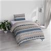 Italian Bed Linen Parure copripiumino ATHENA con sacco e federe stampati, RUDOLPH AZZURRO, Singolo