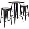 HUOLE Tavolino Bar Alto In Legno I Tavolo Quadrato Bistrot Telaio In Metallo Cromato I Tavolo Cocktail Bar Design Moderno, 60 * 60 * 110 cm (nero)