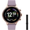 Fossil Smartwatch Gen 6 da Donna in Acciaio, Color Oro Rosa con Cinturino in Silicone Viola, FTW6080 + Cinturino in Rete in Acciaio Inossidabile S181449