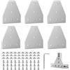 EXLECO 6Pcs Profilo Angolare in Alluminio 2020 T - Staffe di Collegamento, Squadrette Esterne Con Dadi Chiave Inglese per 6mm Profilo