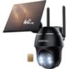 COOAU 4G Telecamera Esterno con SIM e pannello solare,2K Telecamere Batterie Senza Fili,360°PTZ Videocamera Sorveglianza,Visione Notturna a Colori,Audio Bidirezionale,IP66