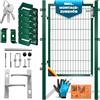 KESSER® Cancello da giardino porta da giardino premium in acciaio zincato, porta da giardino per cancello, incl. paletto con serratura maniglia e chiave, 140 x 106 cm, Verde