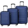 TRVLMORE Set Valigie Rigide - Valigia da Stiva - Set Valige - Valigia da Viaggio - Set Valigie Set Trolley - Set 3 Valigie - Tris Valigie - Blu