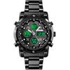 SKMEI Orologio da polso da uomo, impermeabile, militare, analogico, digitale, con cronografo a LED, multi ora, in acciaio inox, da uomo, Nero, 2.28 * 1.89 * 0.63 inches, Sportivo