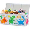 decalsweet Scatola di Giocattoli Extra Large con Coperchio Ribalta per Bambini, Contenitore Porta Giochi Pieghevole Oxford, Baule Portagiochi Impermeabile Robusto per Ragazze Ragazzi,96×32×40cm(Dinosauro Grigio)