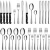 Velaze Set di Posate da Tavola per 4 Persone, Set 24 Pezzi in Acciaio Inox 18/10, Posate Servizio 8 Cucchiai, 8 Forchette, 8 Coltelli, Lavabile in Lavastoviglie - Argento