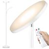 Yikuneng 42W Lampada Da Terra Salotto, 4500LM Luminosa LED Piantana Lampada da Terra Dimmerabile con Telecomando e Touch Control, 2700K-6500K Piantana LED Lettura Nera per Soggiorno Letto Ufficio, Bianco