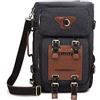 KAUKKO Borsa a tracolla in pelle tela vintage borse da viaggio Set da uomo, Nero 02, L, Zainetto