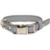 Record - Collare per Cani London- Realizzato in Similpelle - Con Fibbia in Metallo e Anello d'Aggancio in Metallo - Taglia XXS - 1,5 cm - Circonferenza 22-30 cm - Colore Grigio