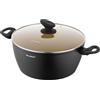 FLORINA AMVEGAN Pentola in alluminio 26 cm I 4,8L I Alta durata I Coperchio in vetro I Rivestimento in ceramica all'olio d'oliva I Facile da cucinare e da lavaree I Design originale