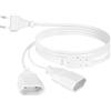 AXFEE 2M Cavo di Prolunga, 250V Maschio a Femmina 1 a 2, Bianco