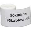 DINGYI M110/120 - 1 rotolo di etichette adesive bianche impermeabili, 50 x 80 mm, 95 etichette di carta termica per stampante per codici a barre, vendita al dettaglio, casa, ufficio, piccole imprese