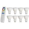 LIGHTEU®, 8x 4W GU10 RGB + CCT Faretto a LED Faretto colore e temperatura CCT WW CW Regolabile, originale Miboxer, lampadina con telecomando a 8 zone (8x FUT103 + FUT089)