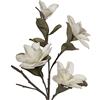 DRW Set di 8 Rami con 4 Fiori di Gomma Eva e Carta in Bianco e Verde 114 cm, 114cm