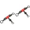 PATIKIL 3 Vie Girevole, 20pz 28lb Inox Acciaio Incrociato Tubo T-Giro Tripla Canna Terminale Attacco per Acqua Salata Acqua Dolce Pesca, Nero