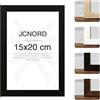 JCNORD Cornice Portafoto in Legno MDF Nero 15x20 cm con Vetro Acrilico Infrangibile | Moderna per Pareti e Tavoli
