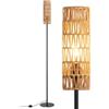 EDISHINE Lampada da Terra con Paralume in Corda Intrecciata, E27 Lampadina LED 2700K Luce Calda Inclusa, Interruttore a Pedale, Lampada da Terra Moderna per Soggiorno, Camera, Ufficio, 165 cm…