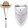 PEUTIER Costume da Cowboy per Animali, Costume da Cowboy per Cani Cappello da Cowboy per Cani e Bandana per Cani Sciarpa Costumi Halloween Cani Vestito per Cani di Piccola Taglia (Beige, Bianco)