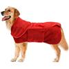 Geyecete Accappatoio Microfibra per Cane, Asciugamano per per Animale Domestico Asciugatura Rapida e Super Assorbente Cappotto Telo da Bagno con Cintura Elasticizzata-Rosso-M
