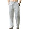 ANUFER Uomo Informale in Lino Pantaloni Tinta Unita Elastico in Vita Allentato Spiaggia Pantaloni SD5A40512 Bianco XL