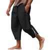 Generico Pantaloni Casual da Uomo in Lino e Cotone,Leggeri e Larghi Pantalone+Leggero Pantalaccio Nero Uomo