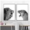 WQFairy Quadro su Tela Stampa Leone e leonessa Poster su Tela Nero Bianco Bosco Animali Nursery Quadro su Tela per Soggiorno (2 Pezzi 50x70 cm Senza Cornice)