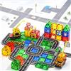 Wonder Toys 63 pezzi Cityscape Kit di Costruzione Magnetico con Gru e Segnali Stradali Giocattoli da Costruzione Magnetici Originali