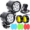 Biqing 2PCS Fari Moto Faretto Anteriore Kit,Universale Faro Moto Faretti LED Motos Supplementari 12V 24V Fendinebbia per Motos con Lente di Copertura 4 Colori +Interruttore