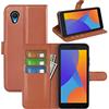 Fertuo Cover per Alcatel 1 2021, Custodia Portafoglio Cover a Libro in Pelle Flip Case con Silicone Bumper, Fibbia Magnetica, Porta Carte, Kickstand, per Alcatel 1 2021, Marrone
