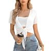 Irevial Coprispalle Donna Elegante Cardigan Estivo Bolero Donna in Chiffon Maniche Corte Shrug Trasparente Leggero Casual Giacca Corta per Cerimonia Festiva Bianco XXL