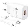 Lemsen Caricatore USB 18W con Cavo USB Type-C 2M, Quick Charge 3.0 Presa USB Alimentatore USB Caricabatterie USB Spina Caricatore Rapido per Samsung S23/S22/S21/S20/S10/S9,Xiaomi Redmi Note 9/8 Mi 9